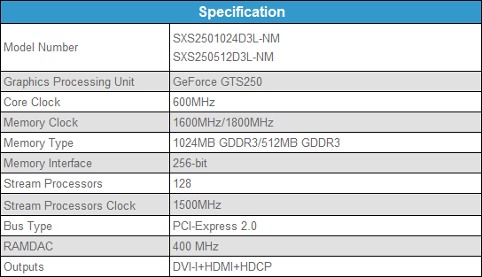 Immagine pubblicata in relazione al seguente contenuto: Sparkle annuncia la prima GeForce GTS 250 con design low-profile | Nome immagine: news11953_3.png