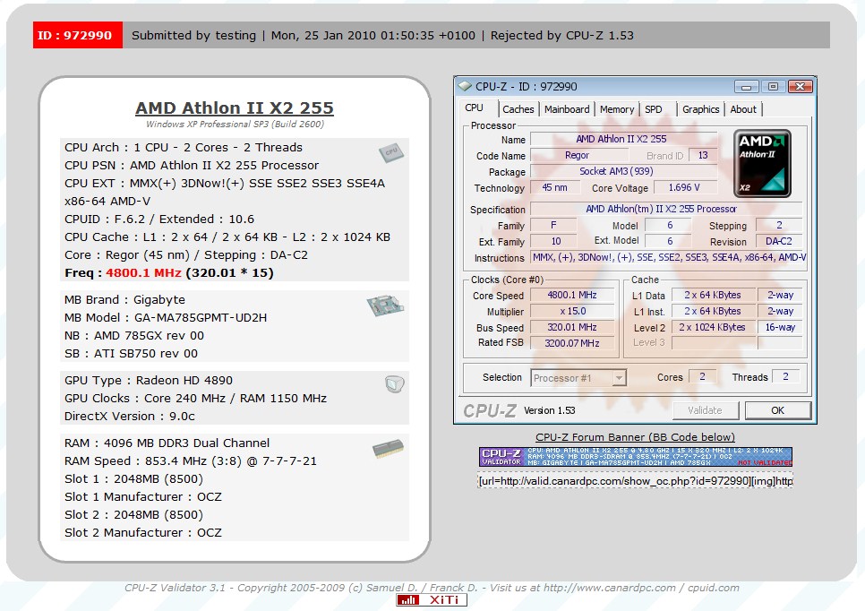 Media asset in full size related to 3dfxzone.it news item entitled as follows: Extreme Overclocking: la cpu AMD Athlon II X2 255 fino a 4.80GHz | Image Name: news12384_2.jpg