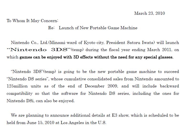 Immagine pubblicata in relazione al seguente contenuto: Nintendo conferma ufficialmente la console mobile Nintendo 3DS | Nome immagine: news12811_1.jpg