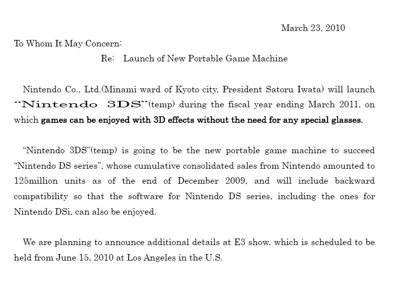 Media asset in full size related to 3dfxzone.it news item entitled as follows: Nintendo conferma ufficialmente la console mobile Nintendo 3DS | Image Name: news12811_1.jpg