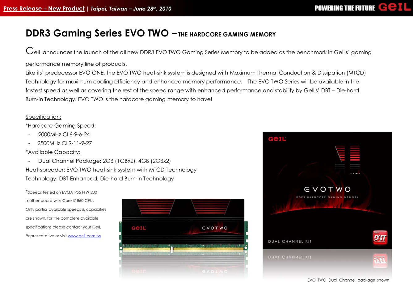 Media asset in full size related to 3dfxzone.it news item entitled as follows: GeIL annuncia le nuove DDR3 della gamma EVO TWO Gaming | Image Name: news13421_2.jpg