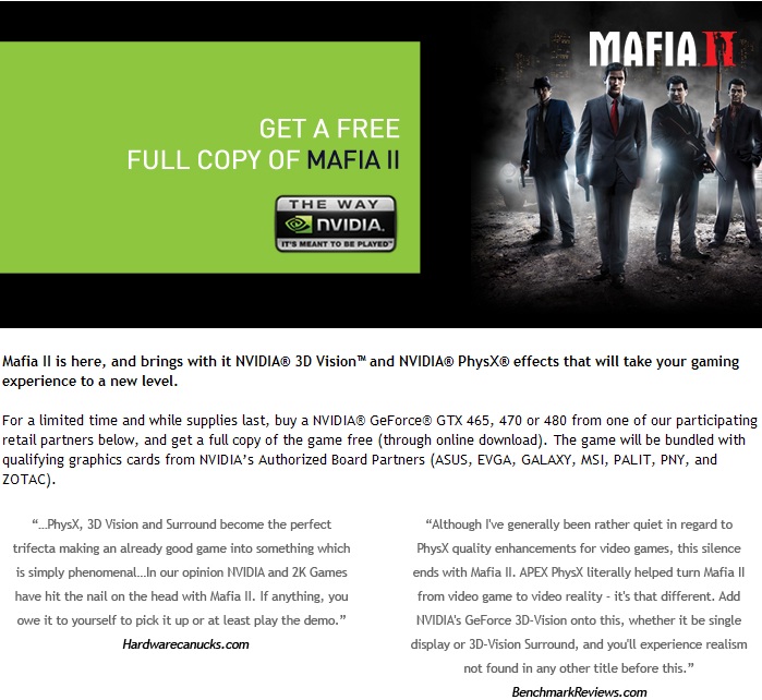 Immagine pubblicata in relazione al seguente contenuto: NVIDIA dona Mafia II agli acquirenti di GeForce GTX 465, 470 o 480 | Nome immagine: news13761_1.jpg