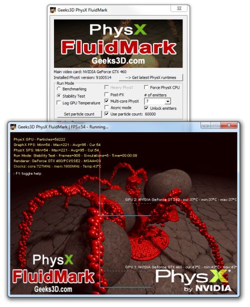Media asset in full size related to 3dfxzone.it news item entitled as follows: Video Card & GPU/PPU Benchmark: PhysX FluidMark 1.2.2 | Image Name: news13884_1.jpg