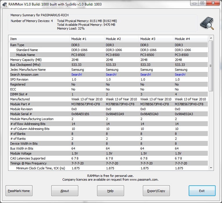Immagine pubblicata in relazione al seguente contenuto: Passmark RAMMon 1.0 visualizza i dati dell'SPD della RAM DDR | Nome immagine: news13913_1.jpg
