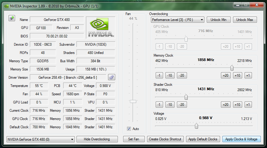 Media asset in full size related to 3dfxzone.it news item entitled as follows: GeForce Information & Overclocking: NVIDIA Inspector 1.9.3.2 | Image Name: news14070_1.png