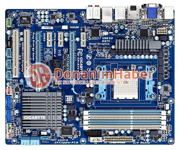 Immagine pubblicata in relazione al seguente contenuto: Foto della motherboard GA-A75-UD4H per le APU Llano A-Series | Nome immagine: news15147_1.jpg