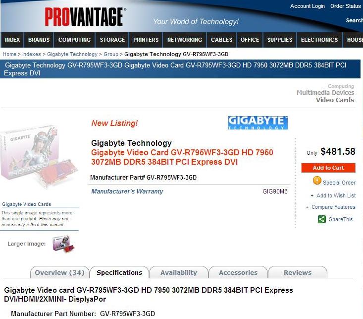 Immagine pubblicata in relazione al seguente contenuto: La video card Radeon HD 7950 di Gigabyte prenotabile on line | Nome immagine: news16541_1.jpg