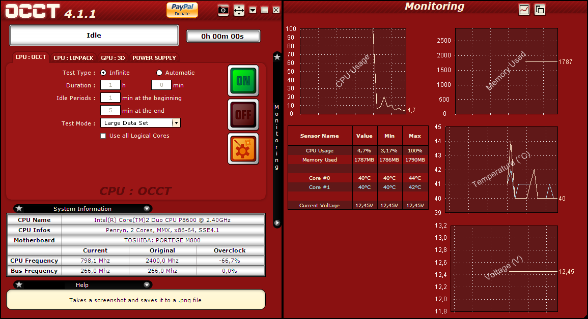 Media asset in full size related to 3dfxzone.it news item entitled as follows: CPU & RAM Stability Testing Tools: OCCT Perestroika 4.1.1 Final | Image Name: news16751_1.png