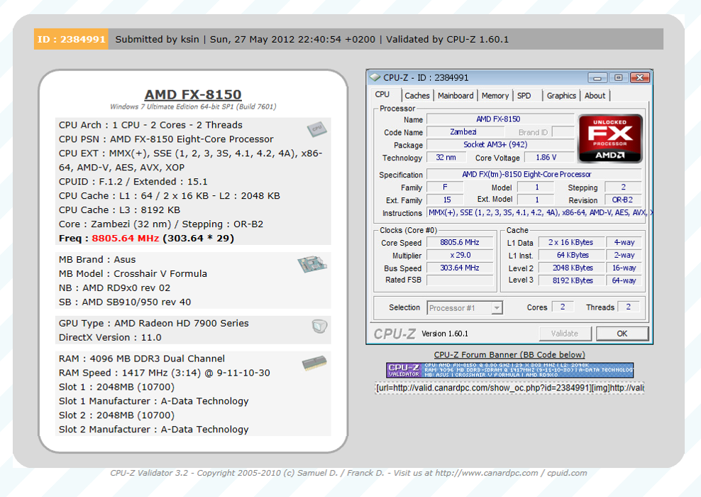 Media asset in full size related to 3dfxzone.it news item entitled as follows: Extreme Overclocking: la cpu AMD FX-8150 Zambezi a 8805MHz | Image Name: news17344_1.png