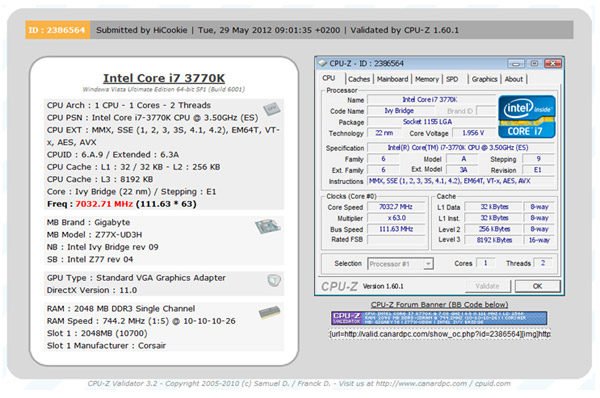 Media asset in full size related to 3dfxzone.it news item entitled as follows: GIGABYTE spinge la cpu Intel Core i7 3770K Ivy Bridge a 7.03GHz | Image Name: news17347_1.jpg