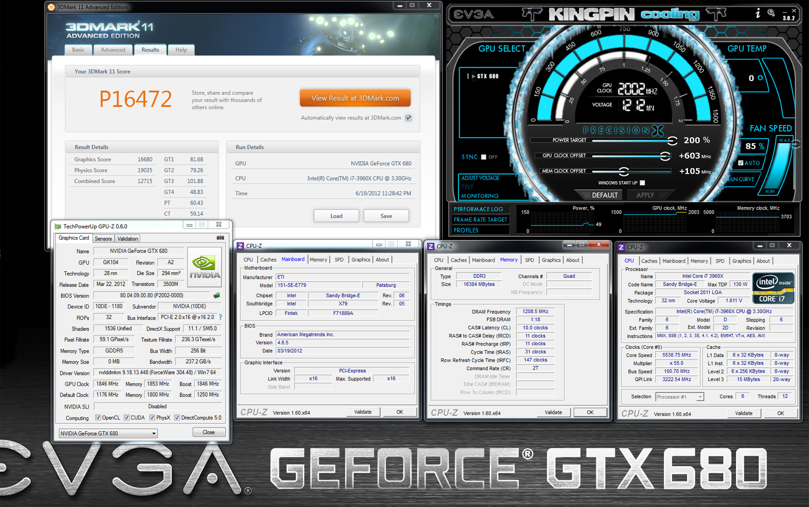 Media asset in full size related to 3dfxzone.it news item entitled as follows: Una GeForce GTX 680 @ 2GHz esegue il benchmark 3DMark 11 | Image Name: news17490_1.jpg