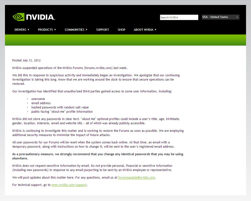 Immagine pubblicata in relazione al seguente contenuto: Gli hacker sottraggono informazioni dal forum di NVIDIA | Nome immagine: news17612_1.jpg