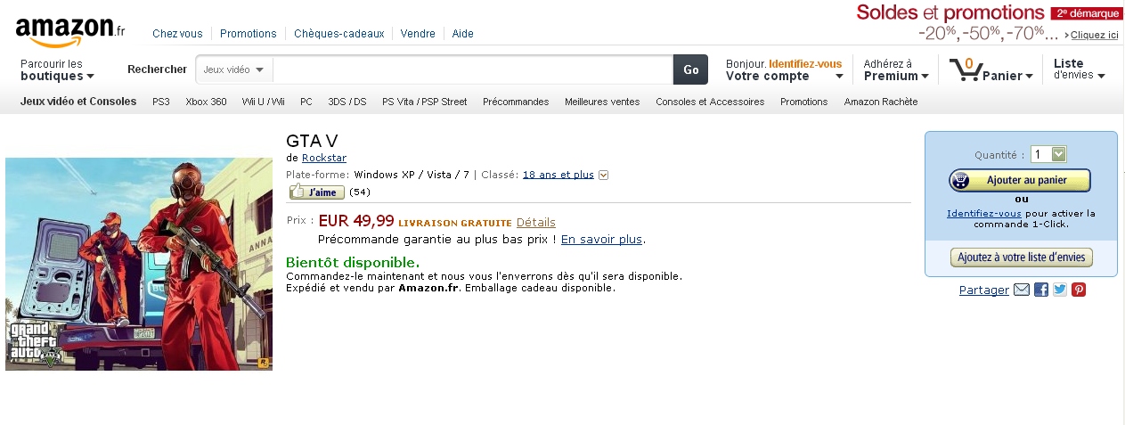 Media asset in full size related to 3dfxzone.it news item entitled as follows: La edizione per PC di Grand Theft Auto V prenotabile su Amazon.fr | Image Name: news18778_GTA-V-PC-Edition-Amazon_1.jpg