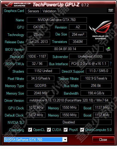 Immagine pubblicata in relazione al seguente contenuto: Foto, specifiche e benchmark di una GeForce GTX 760 non reference | Nome immagine: news19765_GeForce-GTX-760-foto-e-benchmark_3.jpg