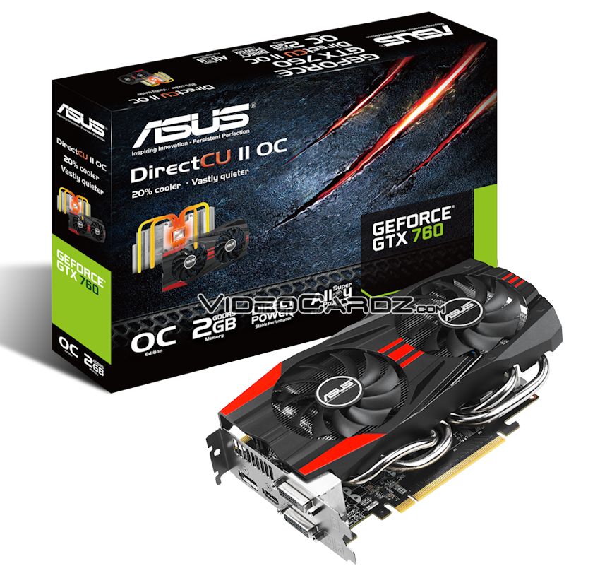 Immagine pubblicata in relazione al seguente contenuto: Foto e specifiche della video card ASUS GeForce GTX 760 DirectCU II | Nome immagine: news19770_ASUS-GeForce-GTX-760-DirectCU-II_1.jpg