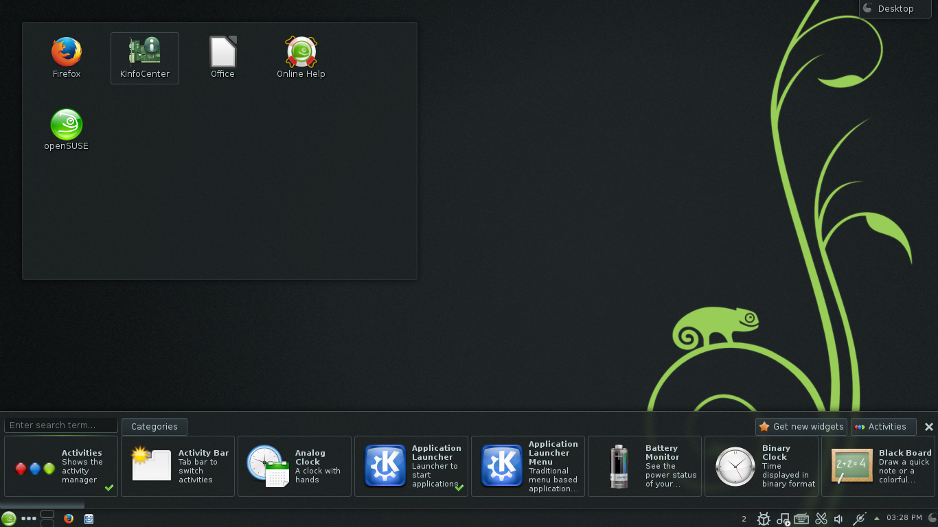 Immagine pubblicata in relazione al seguente contenuto: La distribuzione Linux openSUSE 13.1 disponibile per il download | Nome immagine: news20384_openSUSE-13.1-screenshot_1.png