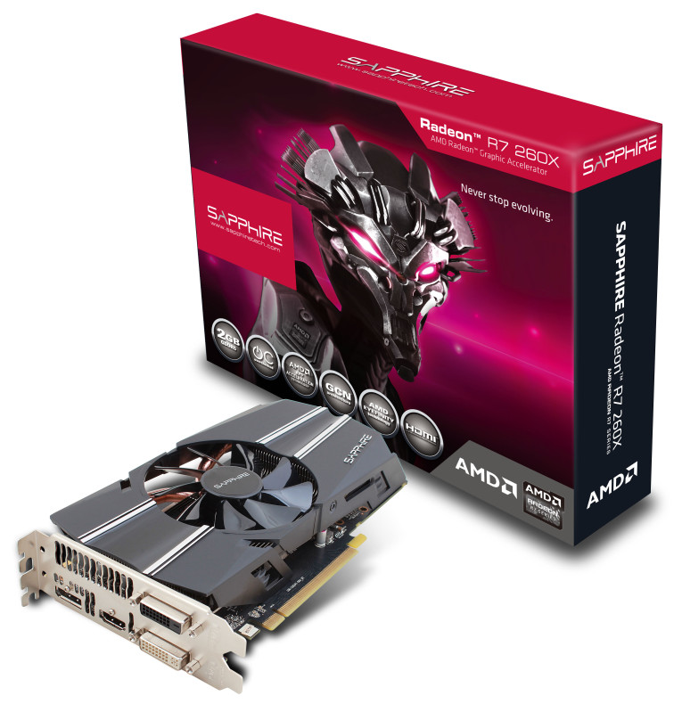 Immagine pubblicata in relazione al seguente contenuto: Sapphire annuncia la video card mainstream Radeon R7 260X | Nome immagine: news20466_Sapphire-R7-260X_1.jpg