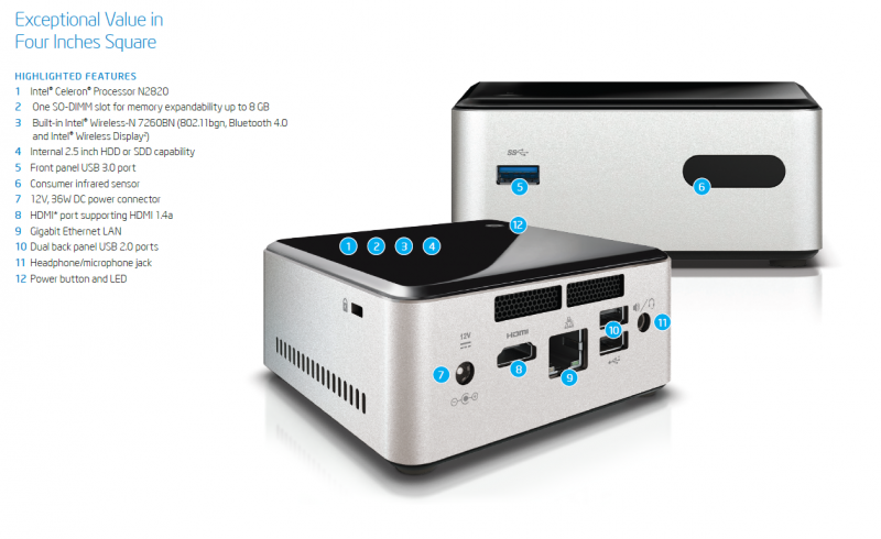 Immagine pubblicata in relazione al seguente contenuto: Foto del bundle del nuovo mini PC NUC DN2820FYKH di Intel | Nome immagine: news20667_Intel-NUC-DN2820FYKH_3.png