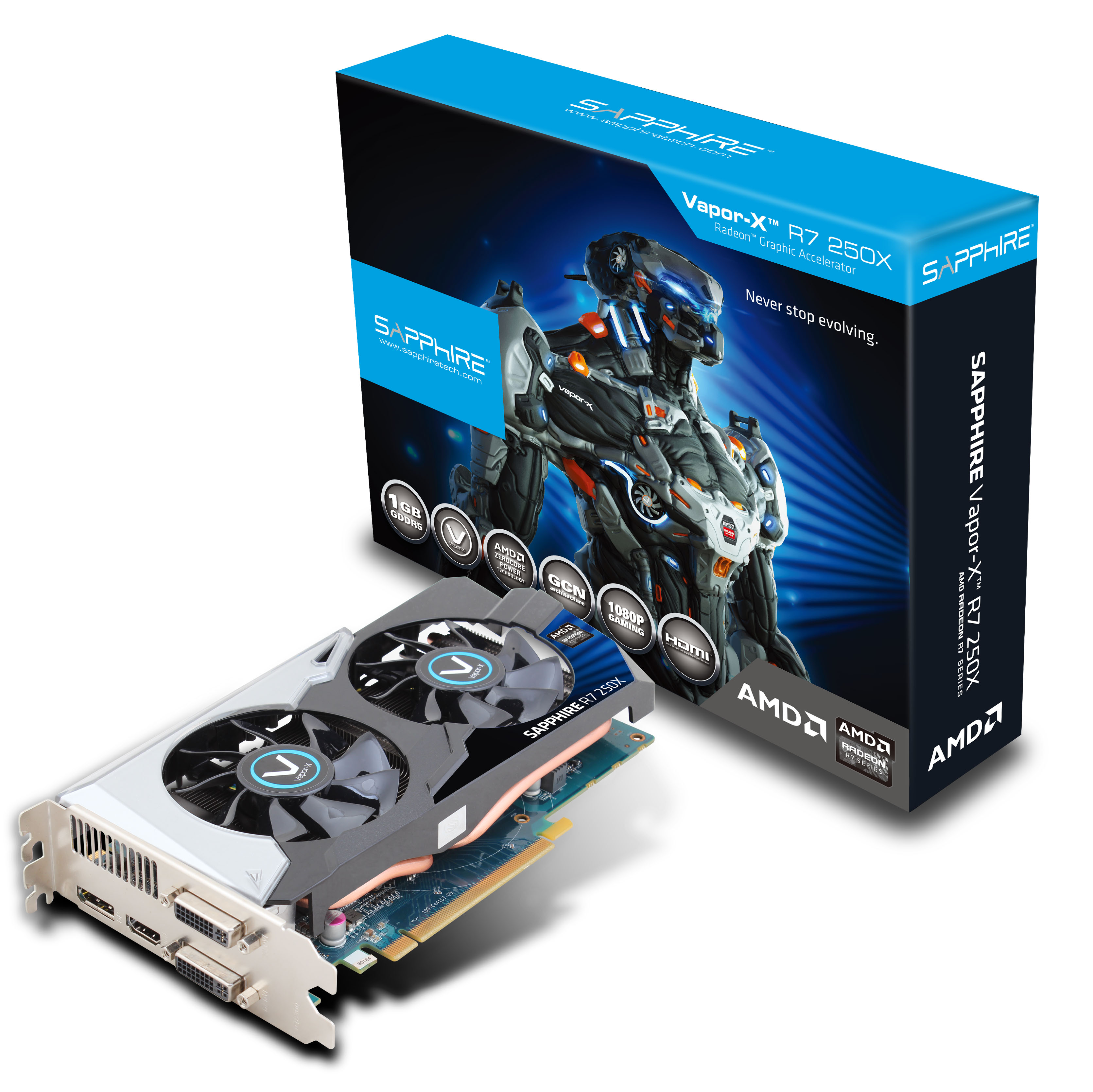 Immagine pubblicata in relazione al seguente contenuto: SAPPHIRE annuncia le video card Radeon R7 250X Vapor-X e R7 250X | Nome immagine: news20811_SAPPHIRE-R7-250X-Vapor-X_2.jpg