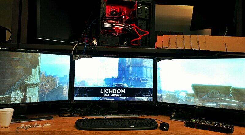 Media asset in full size related to 3dfxzone.it news item entitled as follows: Lichdom: Battlemage con tre monitor Ultra HD e Radeon R9 295X2 | Image Name: news21149_AMD-R9-295X2-Lichdom-Battlemage_1.jpg
