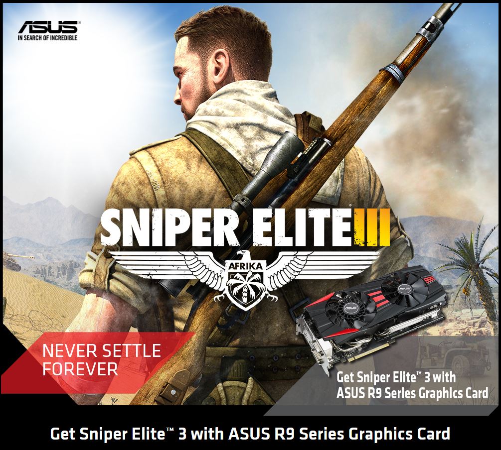 Immagine pubblicata in relazione al seguente contenuto: ASUS regala il game Sniper Elite III con le sue card Radeon R9 | Nome immagine: news21518_sniper-elite-3-asus-graphics_1.jpg