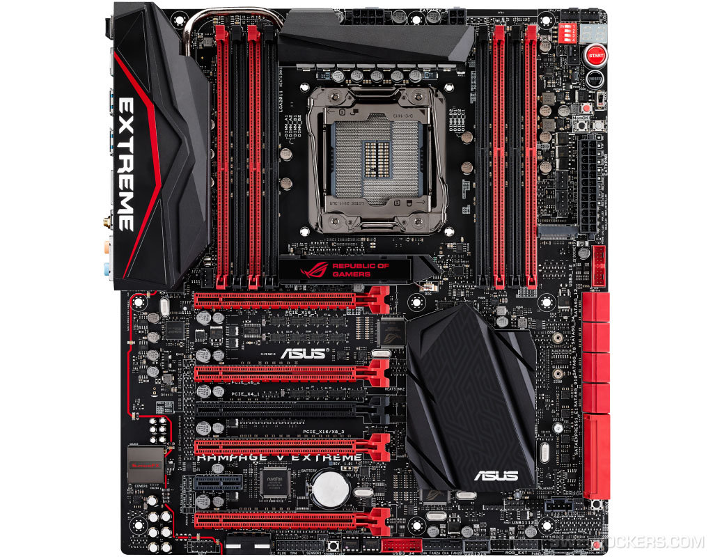 Immagine pubblicata in relazione al seguente contenuto: Foto della motherboard ROG Rampage V Extreme X99 di ASUS | Nome immagine: news21571_ASUS-ROG-Rampage-V-Extreme-X99_2.jpg