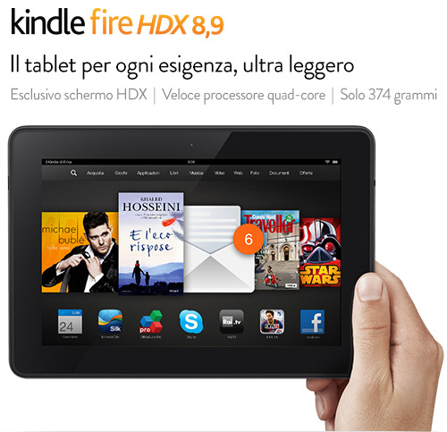 Media asset in full size related to 3dfxzone.it news item entitled as follows: Amazon annuncia nuovi tablet Fire ed ebook reader Kindle | Image Name: news21662_Amazon-Fire-HDX_1.jpg