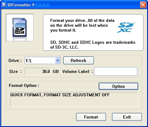Immagine pubblicata in relazione al seguente contenuto: Formattare le card di tipo SD, SDHC e SDXC con SD Formatter 4.0 | Nome immagine: news21812_sd-formatter_1.jpg