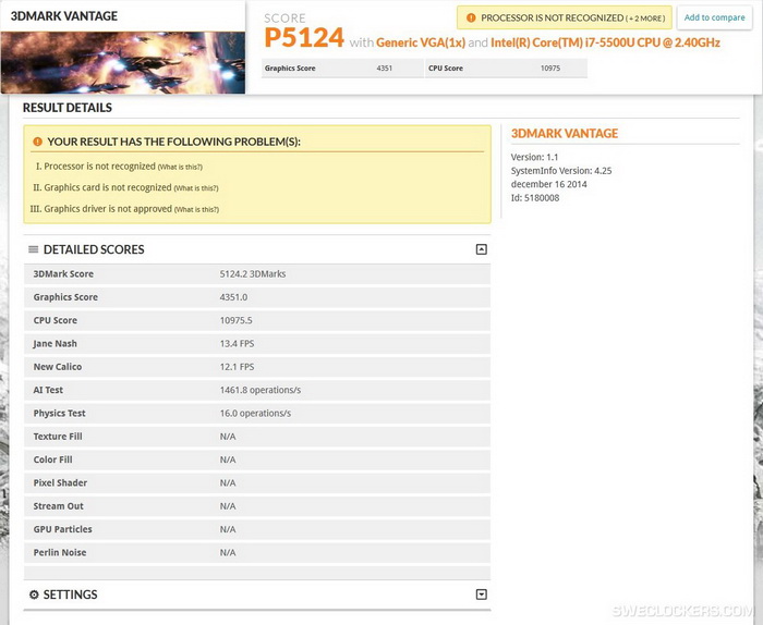 Immagine pubblicata in relazione al seguente contenuto: Testato il chip Intel Core i7-5500U (Broadwell-Y) con 3DMark Vantage | Nome immagine: news22055_Intel-Core-i7-5500U_benchmark_1.jpg