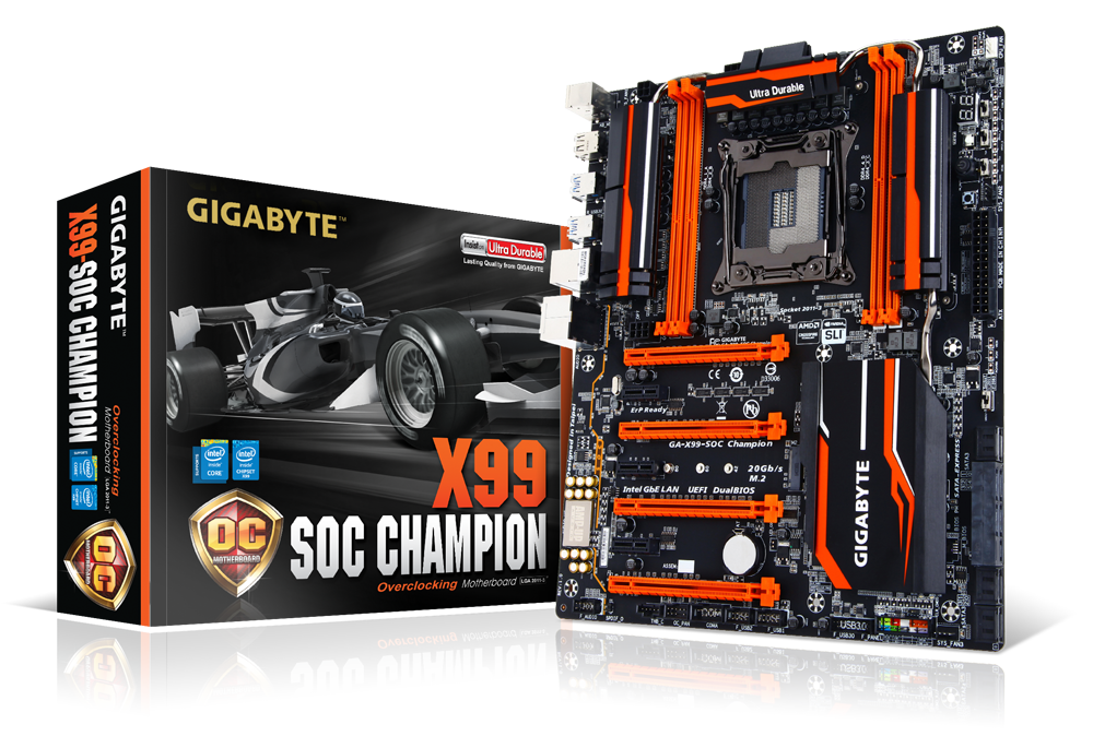 Immagine pubblicata in relazione al seguente contenuto: GIGABYTE annuncia la motherboard high-end X99-SOC Champion | Nome immagine: news22066_Gigabyte-X99-SOC-Champion_2.png