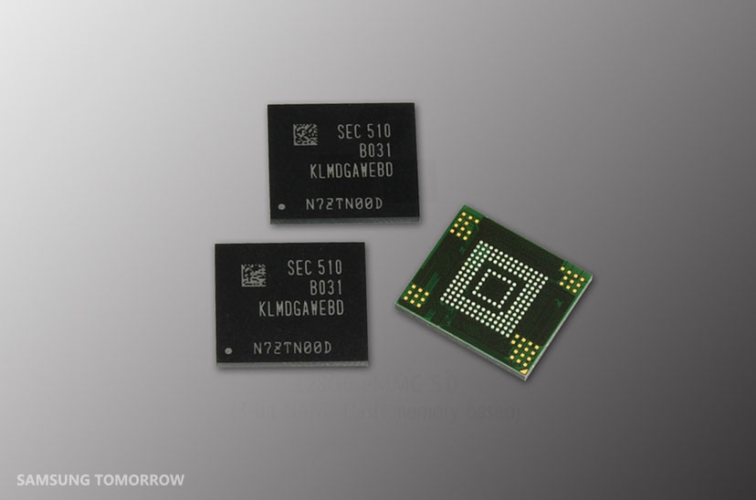 Immagine pubblicata in relazione al seguente contenuto: Samsung annuncia chip di NAND Flash a 3-bit per eMMC 5.0 da 128GB | Nome immagine: news22352_Samsung-128-Gigabyte-3-bit-NAND-Flash-Memory_1.jpg
