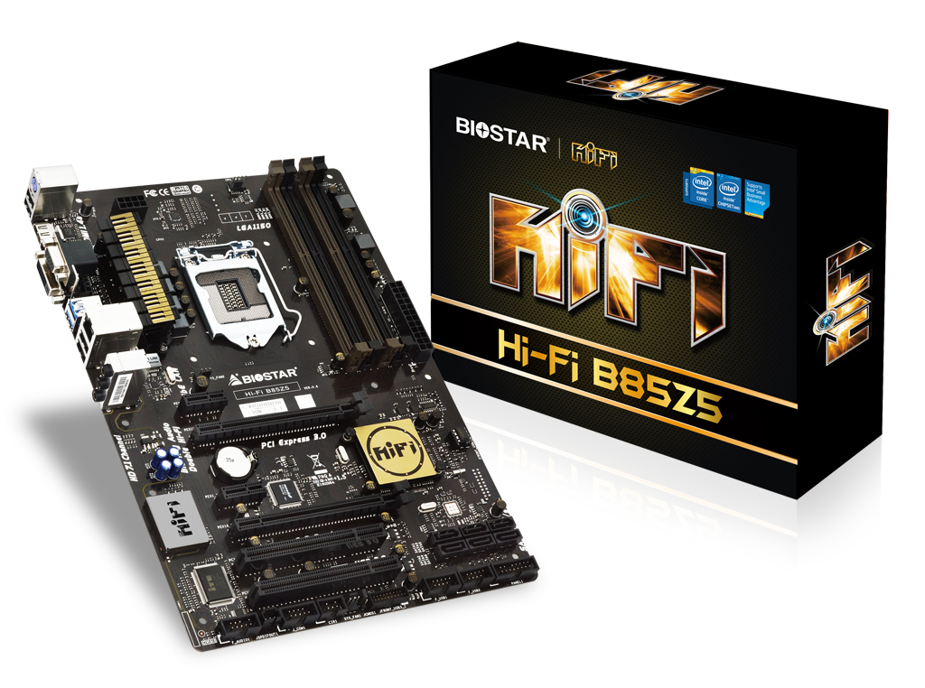 Media asset in full size related to 3dfxzone.it news item entitled as follows: BIOSTAR lancia la motherboard Hi-Fi B85Z5 per CPU Intel LGA-1150 | Image Name: news22370_BIOSTAR-Hi-Fi-B85Z5_1.jpg