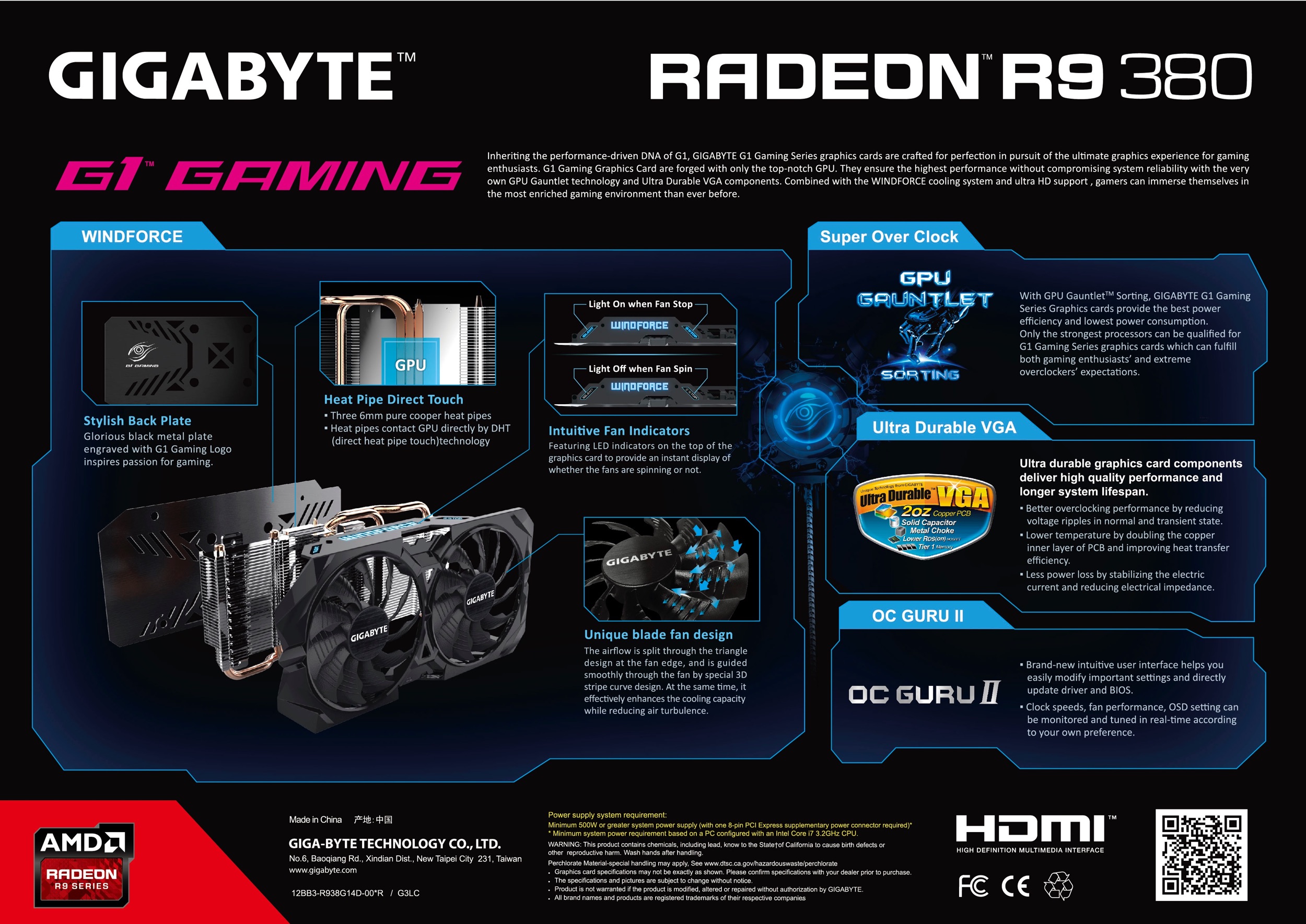 Media asset in full size related to 3dfxzone.it news item entitled as follows: Slide leaked dedicata alla Radeon R9 380 G1 GAMING di GIGABYTE | Image Name: news22661_Gigabyte-Radeon-R9-380-WindForce-II_1.jpg