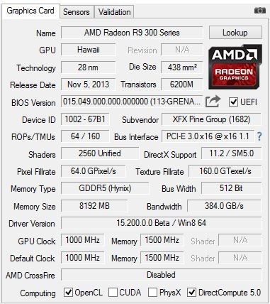 Immagine pubblicata in relazione al seguente contenuto: GPU-Z svela le specifiche delle Radeon R9 390X e R9 390 di AMD | Nome immagine: news22712_Radeon-Grenada-Specifications_2.jpg