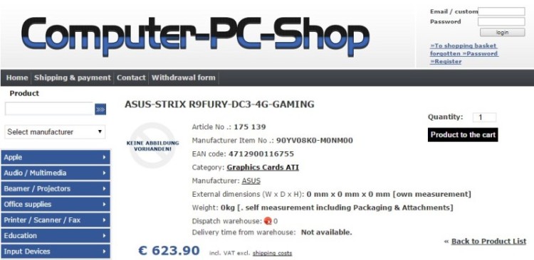 Media asset in full size related to 3dfxzone.it news item entitled as follows: Uno store on line rivela il prezzo della Radeon R9 Fury STRIX di ASUS | Image Name: news22811_ASUS-Radeon-R9-Fury-STRIX-DirectCU-III_1.jpg