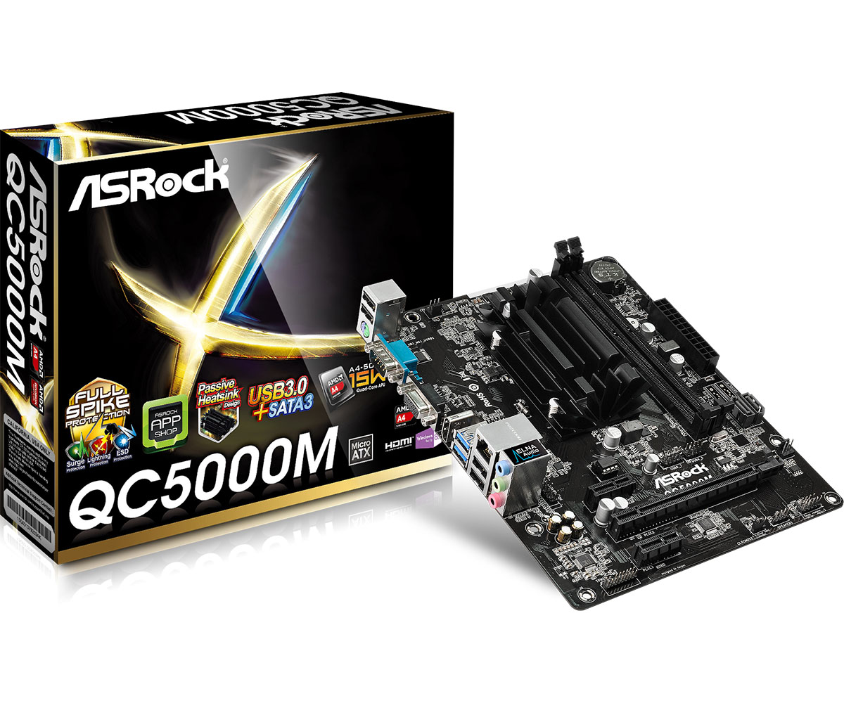 Media asset in full size related to 3dfxzone.it news item entitled as follows: ASRock introduce due motherboard basate sulla APU AMD A4-5000 | Image Name: news22819_ASRock-QC5000M_1.jpg