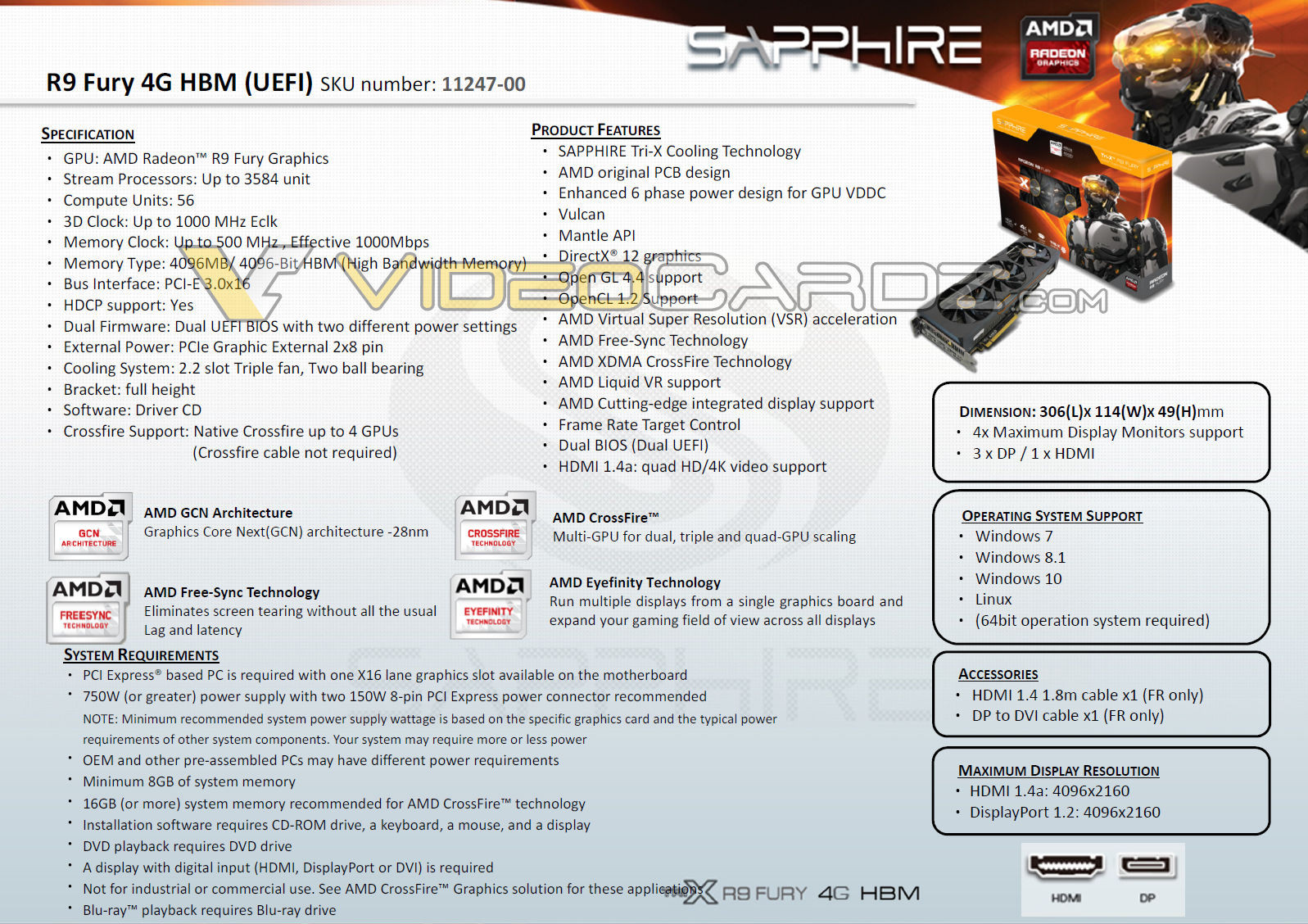 Media asset in full size related to 3dfxzone.it news item entitled as follows: Foto e specifiche della video card Radeon R9 Fury Tri-X di Sapphire | Image Name: news22824_Sapphire-Radeon-R9-Fury-Tri-X_3.jpg