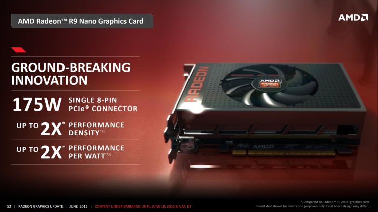 Immagine pubblicata in relazione al seguente contenuto: AMD conferma il periodo di lancio della video card Radeon R9 Nano | Nome immagine: news22875_Radeon-R9-Nano_1.jpg