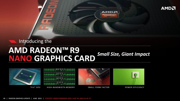 Immagine pubblicata in relazione al seguente contenuto: AMD conferma il periodo di lancio della video card Radeon R9 Nano | Nome immagine: news22875_Radeon-R9-Nano_3.jpg