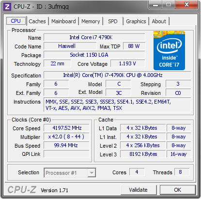 Media asset in full size related to 3dfxzone.it news item entitled as follows: CPU-Z 1.73.0 supporta Windows 10 e include un tab per il benchmark | Image Name: news22958_CPU-Z-screenshot_1.png