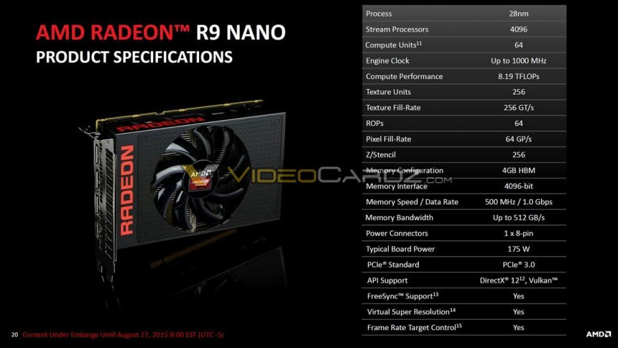Immagine pubblicata in relazione al seguente contenuto: Specifiche e fotogallery della video card Radeon R9 Nano di AMD | Nome immagine: news22996_AMD-Radeon-R9-Nano_1.jpg