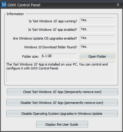 Media asset in full size related to 3dfxzone.it news item entitled as follows: GWX Control Panel 1.3.0.0 disattiva l'app Get Windows 10 di Microsoft | Image Name: news23119_GWX-Control-Panel-Screenshot_1.jpg