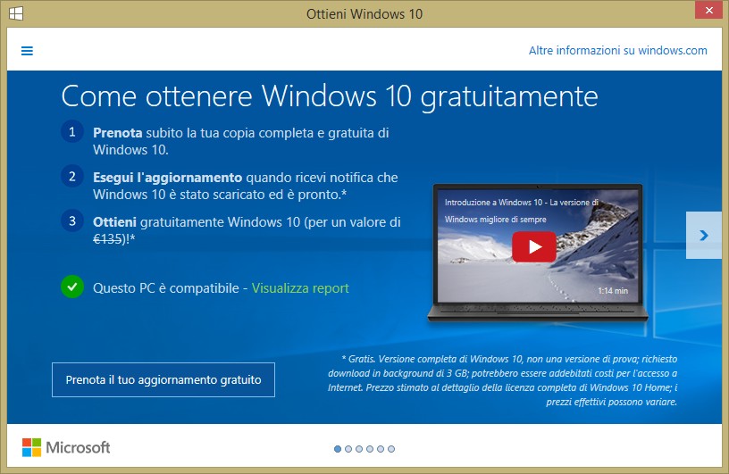 Immagine pubblicata in relazione al seguente contenuto: GWX Control Panel 1.3.0.0 disattiva l'app Get Windows 10 di Microsoft | Nome immagine: news23119_Microsoft-Get-Windows-10-Screenshot_1.jpg