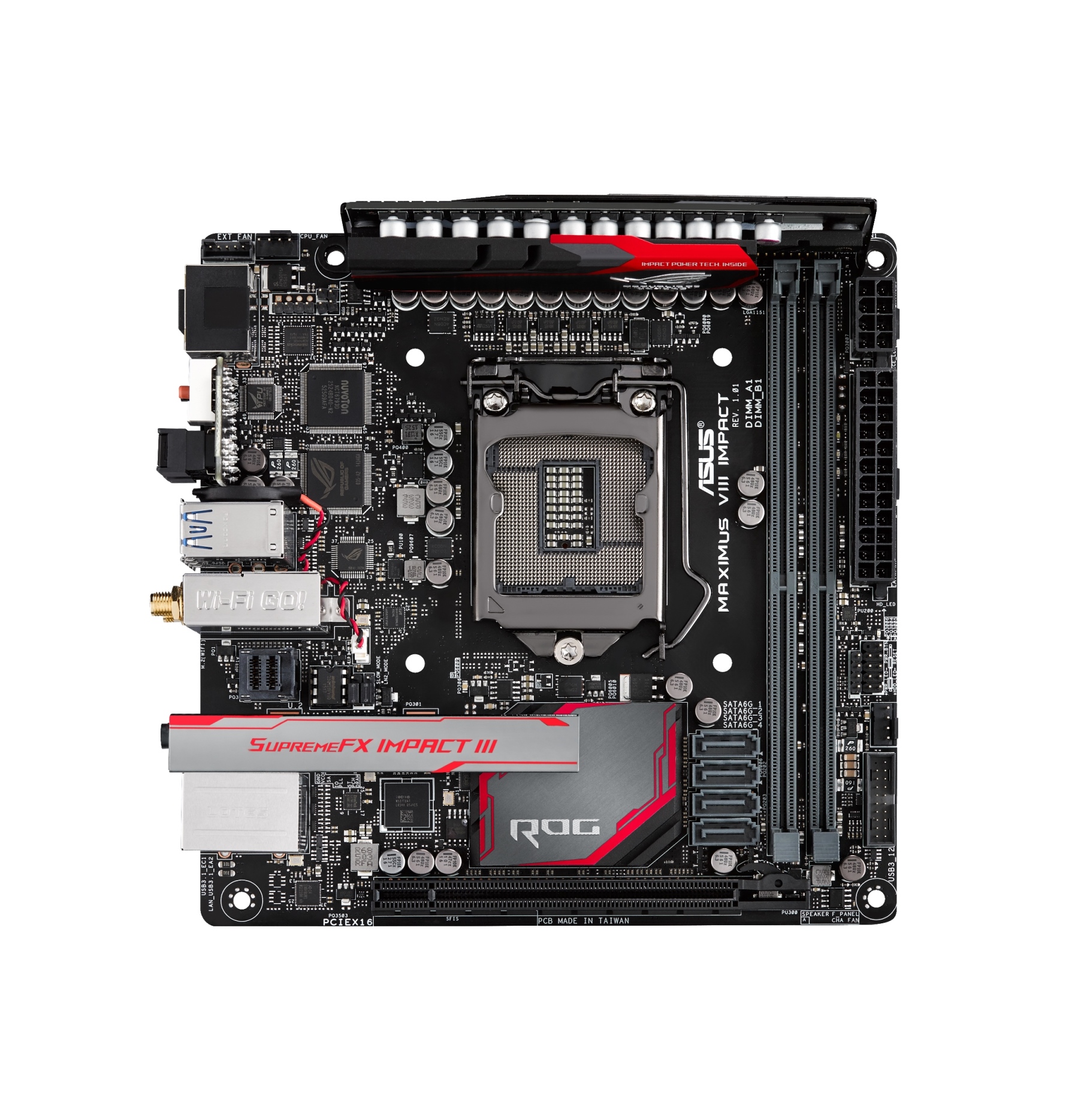 Immagine pubblicata in relazione al seguente contenuto: ASUS lancia la motherboard gaming-oriented ROG Maximus VIII Impact | Nome immagine: news23195_ASUS-Maximus-VIII-Impact_3D_2.jpg
