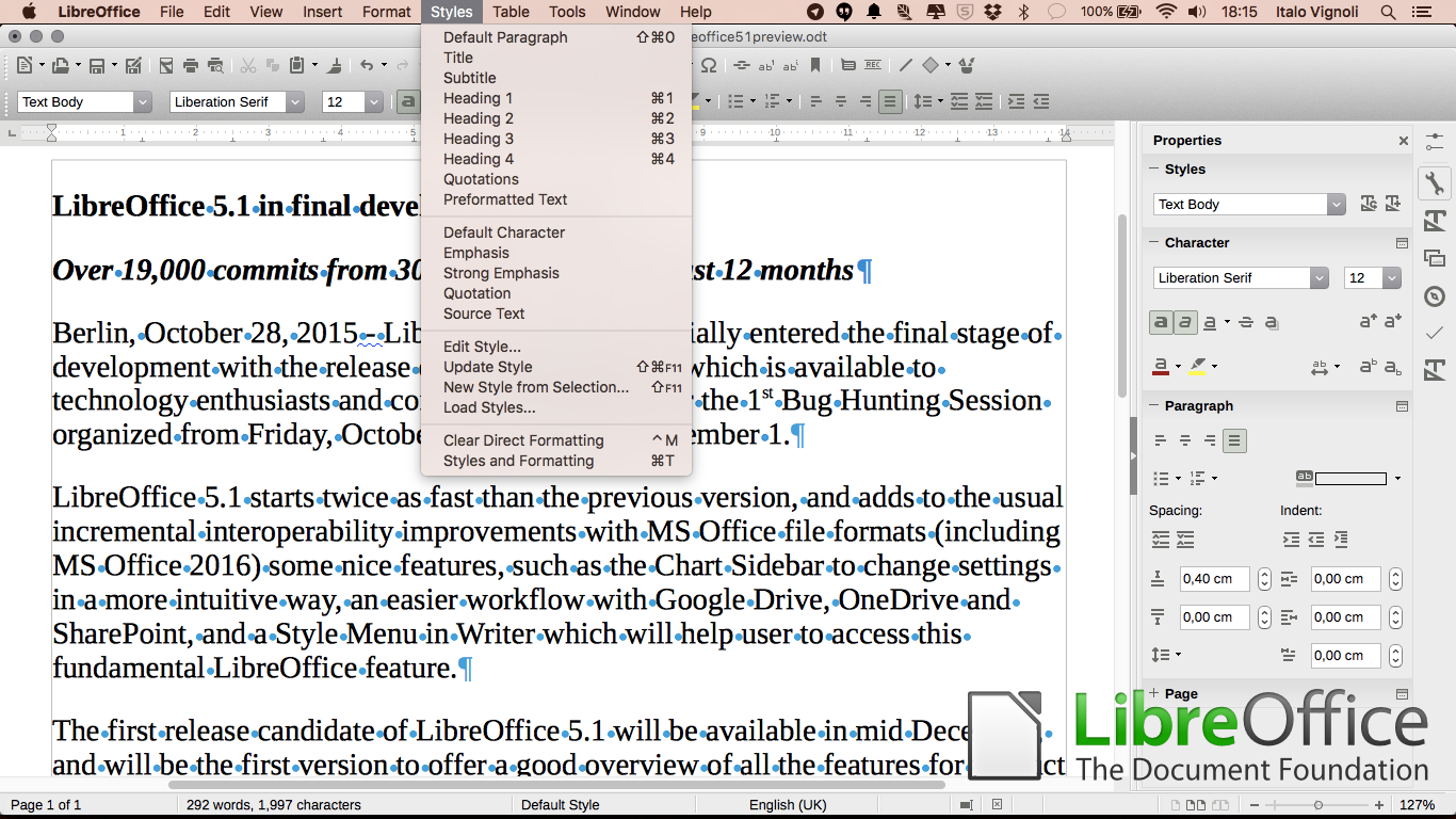 Immagine pubblicata in relazione al seguente contenuto: Lo sviluppo di LibreOffice 5.1 entra ufficialmente nella fase finale | Nome immagine: news23292_LibreOffice-5.1-Screenshot_2.png