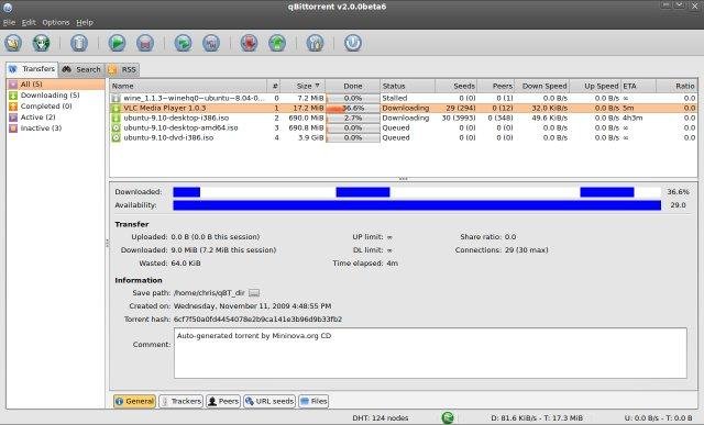 Immagine pubblicata in relazione al seguente contenuto: Free File Sharing & Bittorrent Client Utilities: qBittorrent 3.3.1 | Nome immagine: news23452_qBittorrent-Screenshot_1.jpg