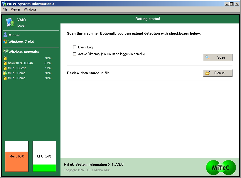 Immagine pubblicata in relazione al seguente contenuto: MiTeC System Information X 1.8.8 visualizza le specifiche hardware del PC | Nome immagine: news23752_MiTeC-System-Information-X-Screenshot_1.jpg