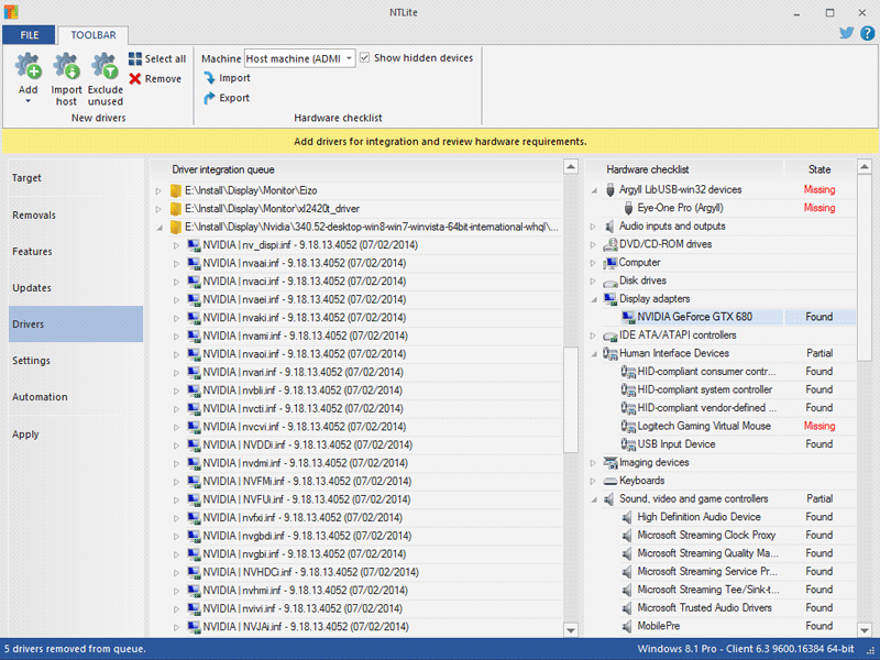 Immagine pubblicata in relazione al seguente contenuto: Personalizzare l'installazione di Windows 7, 8 e 10 con NTLite 1.0.0.3600 | Nome immagine: news23813_NTLite-Screenshot_2.png