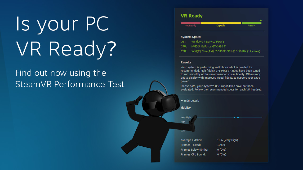 Media asset in full size related to 3dfxzone.it news item entitled as follows: Verifica se il PC  VR Ready con il benchmark SteamVR Performance Test | Image Name: news23847_Valve-SteamVR-Performance-Test-Screenshot_1.jpg