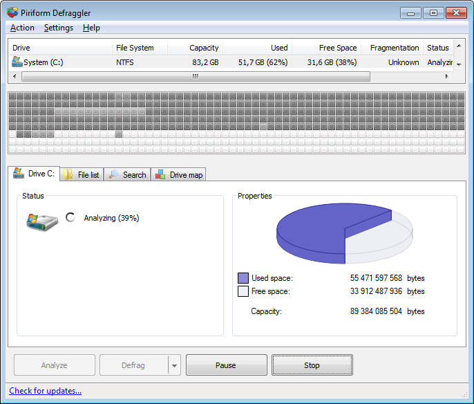 Immagine pubblicata in relazione al seguente contenuto: HDD & SSD - Tweaking & Tuning Utilities: Defraggler 2.21.993 | Nome immagine: news23960_Defraggler-Screenshot_1.png